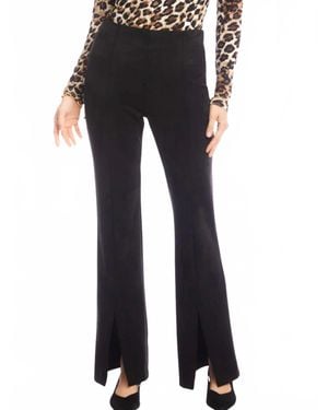 Karen Kane Faux Suede Front Slit Pant - Black