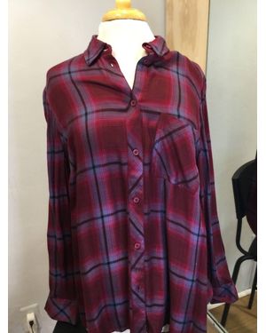 Beach Lunch Lounge Charley Plaid Button Down Shirt - Purple