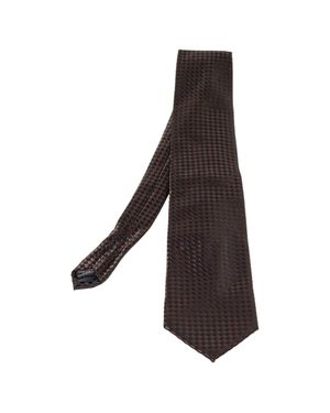 Lanvin Vintage & Checkered Silk Traditional Tie - Brown