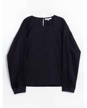 Tibi Lyocell Drape Squareneck Top - Blue