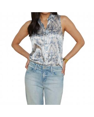 L'Agence Emmy Sleeveless Silk Blouse - Blue