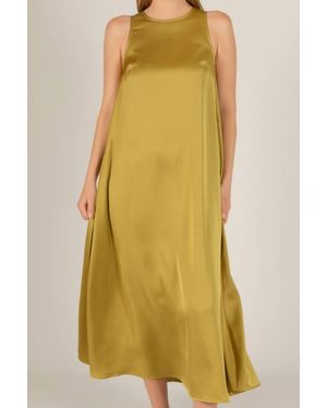 Before You Collection Satin Flowy Maxi Tank Dress - Yellow
