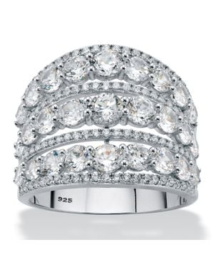 Palmbeach Jewelry 5.23 Tcw Cz Sterling Multirow Cocktail Ring - Gray