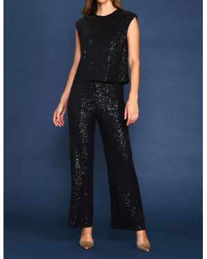 Skies Are Blue Lara Sequin Wide Leg Pants - Blue