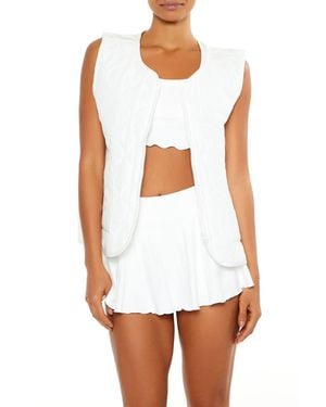 Forever 21 Active Quilted Zip-Up Vest - White