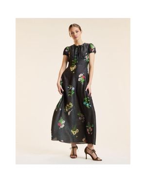 Cynthia Rowley Printed Lurex Midi Dress - Black