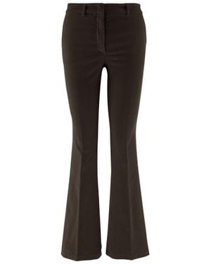 Ql2 Flared Dark Stretch Cotton Velvet Pants - Black