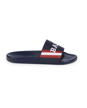 BALLY★素敵！SIMON BLUE INK RUBBER LOGO SANDALS BALLY SIMON BLUE INK RUBBER RED WHITE WEB LOGO SANDAL POOL