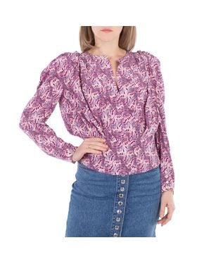 Isabel Marant Ladies Zarga Chiffon Fabric Blouse - Purple