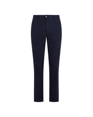 Incotex Straight-Leg Twill Pants With Button And Zip Fastening - Blue