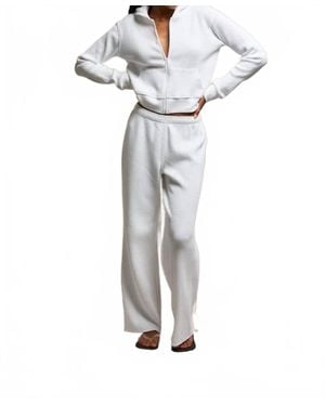 PERFECTWHITETEE Inez Waffle Zip-Up Hoodie - White