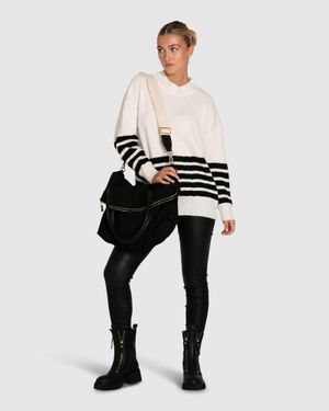 Belle & Bloom Everything I Do Oversize Striped Knit - Black