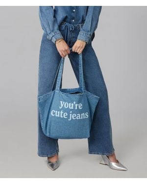 Lola Denim The "You'Re Cute Jeans" Denim Tote Bag - Blue