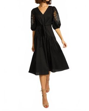Caballero Aletta Cotton Poplin Midi Dress - Black