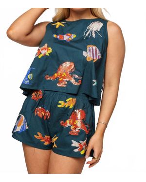 Queen Of Sparkles Under The Sea Icon Button Back Tank - Blue