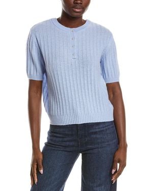 NAADAM Coastal Cashmere Reversible Henley Sweater - Blue