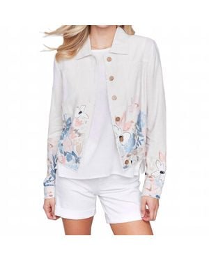 Charlie b Printed Linen Blend Jacket - White