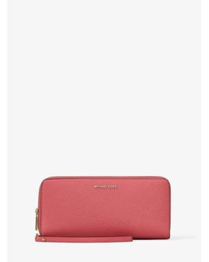 Michael Kors Jet Set Travel Large Pebbled Leather Continental Wallet - Pink