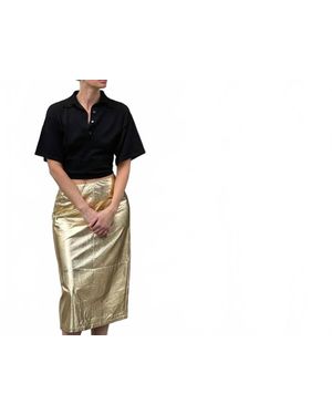 Du Paradis Metallic Midi Skirt - Black