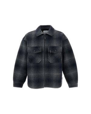 and wander Plaid Wool-Blend Zip Jacket - Blue
