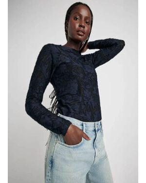 Splendid Burnout Floral Long Sleeve Tee - Blue