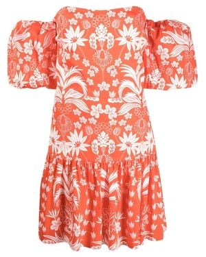 Borgo De Nor Off-Shoulder Mini Dress With Puff Sleeves - Red