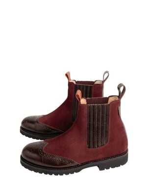 Penelope Chilvers Oscar Brogue-Tip Wool-Lined Boots - Red