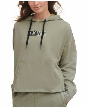 DKNY Sport Cotton Logo Graphic Hoodie - Gray