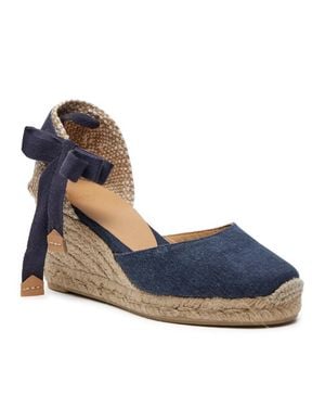 Castañer Carina Sandals Ankle Strap Wedge Heel Espadrille Gal2071 - Blue