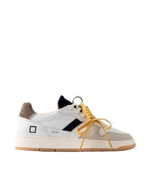 Date Suede Low-Top Sneakers With Unique Charm Detail - White