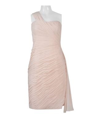 Monique Lhuillier One Shoulder Pleated Party Dress - Pink