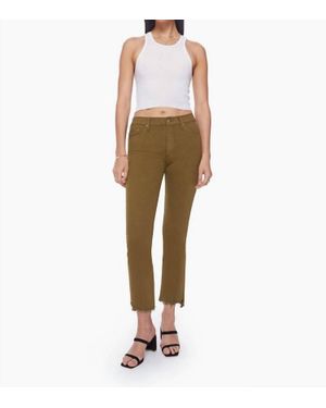 Mother The Insider Crop Step Fray Jean In Fir Green - Natural