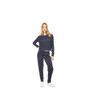 YMI Two-Piece Pajama Sets Polka Dot Fleece Cropped Jdm1187 - Black