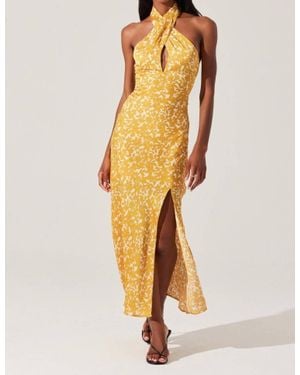 Astr Marissa Floral Halter Neck Dress - Metallic