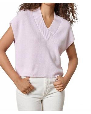 Lilla P Wide Trim V-Neck Sweater - White