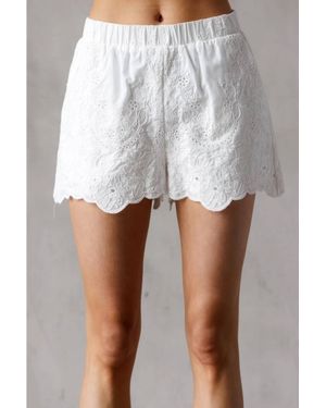 Storia Floral Eyelet Short - White