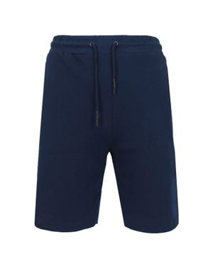 Blu Rock Tech Fleece Jogger Sweat Lounge Shorts With Long Zipper Side Pocket - Blue