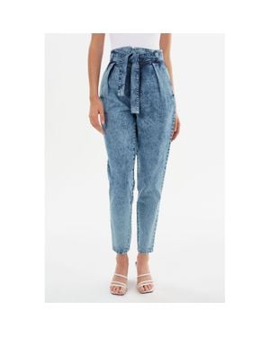 Lamarque Merana Belted Denim Pants - Blue