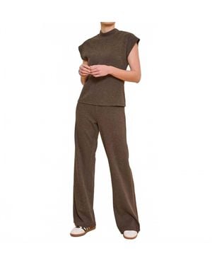 EsQualo Full-Length Knitted Pants - Brown