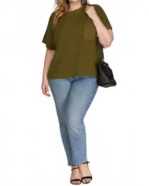 She + Sky Plus Drop Shoulder Knit Top - Green