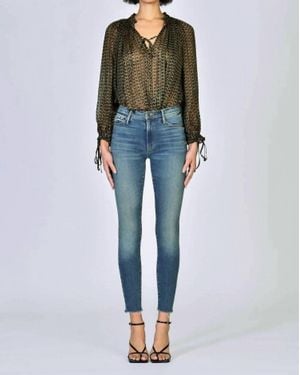 Black Orchid Carmen High Rise Ankle Fray Jean - Blue