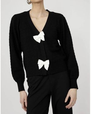 FRANK LYMAN Knit Cardigan With Decorative Bows - Black