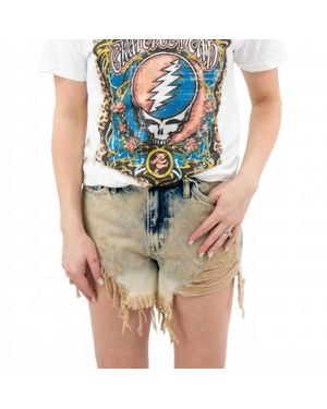 VERVET BY FLYING MONKEY Sienna Super High-Rise Distressed Shorts - Blue