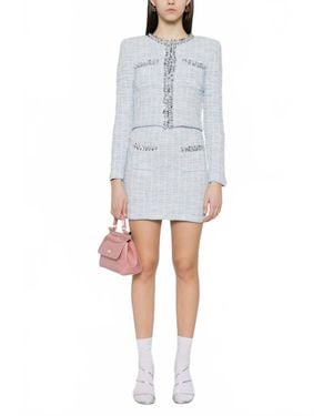 Self-Portrait Checked Cardigan - Gray