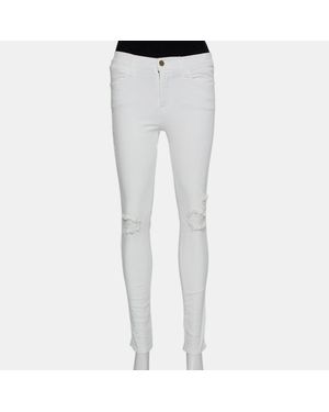 FRAME Denim High Skinny Distressed Blanc Jeans - Gray