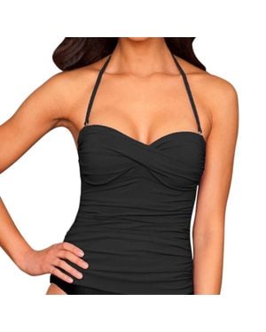 Kallure Twist Front Bandeau Tankini Top - Black