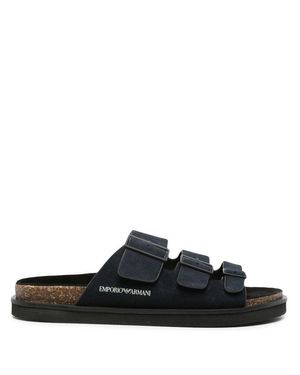サンダル EMPORIO ARMANI Men Sandals Black XVPS11XR273 K485 Emporio Armani Black Sandal SS25 Elegant Leather Shoe – LOZURI®