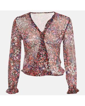 Maje Abstract Print Silk Top - Red