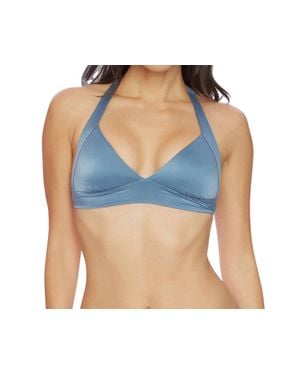 Luxe by Lisa Vogel Liquid Halter Bralette Bikini Top - Blue