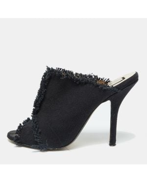 N°21 N21 Canvas Open Toe Slide Mules - Black
